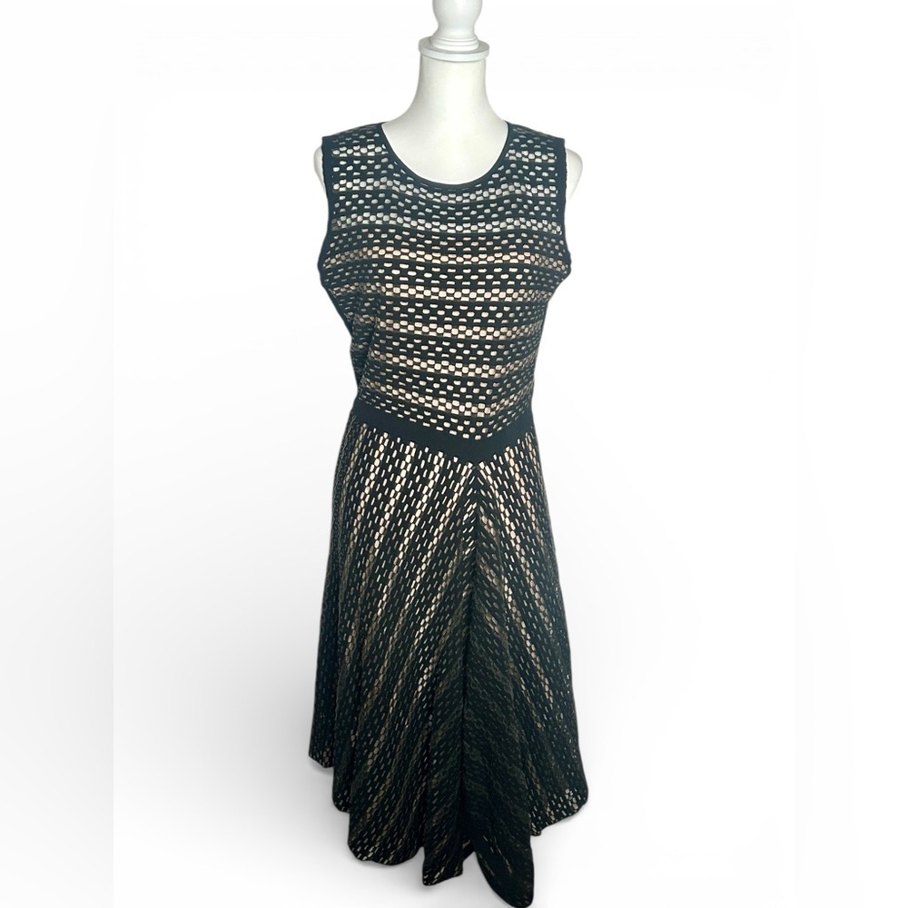 Escada Black and Tan Midi Dress made in Italy size medium flowy boho whimsigoth